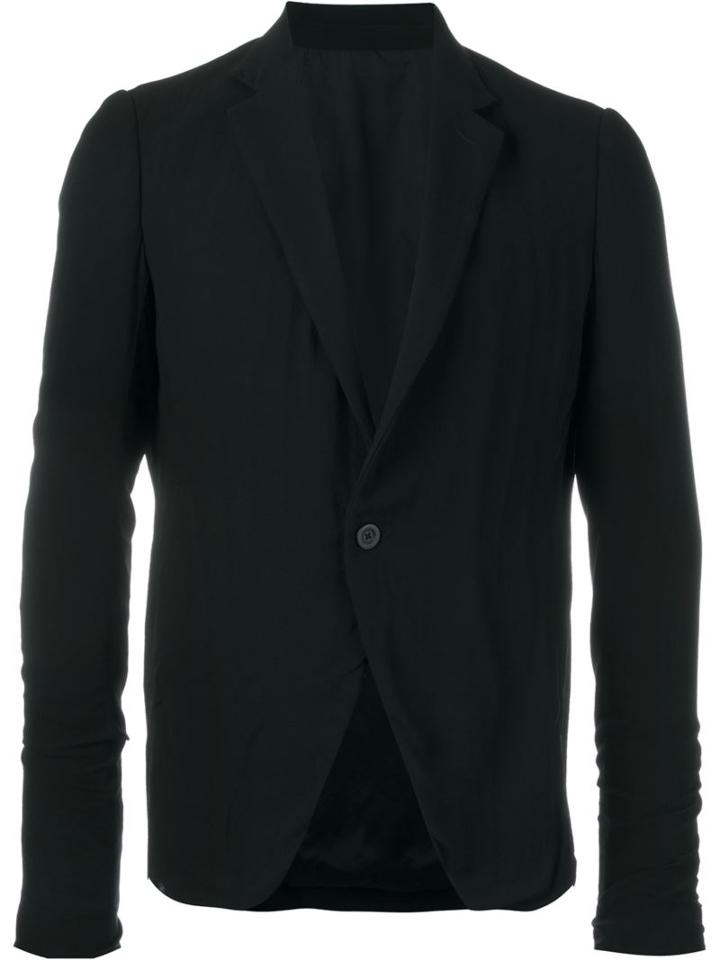 Rick Owens Single Button Blazer, Men's, Size: 50, Black, Silk/cupro/viscose