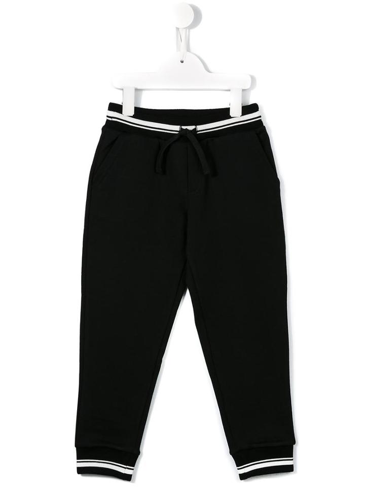 Dolce & Gabbana Kids Piped Track Pants, Boy's, Size: 8 Yrs, Black