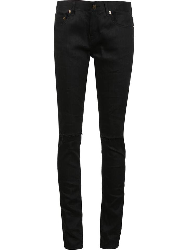 Saint Laurent Low Rise Skinny Jeans, Women's, Size: 30, Black, Cotton/spandex/elastane