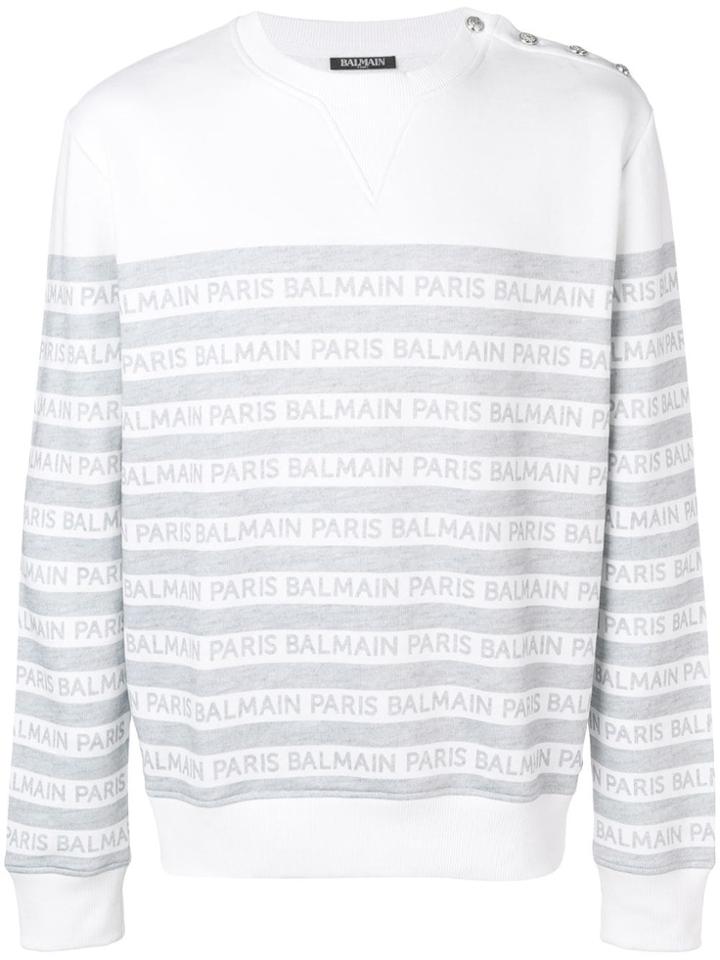Balmain Striped Logo Sweatshirt - White