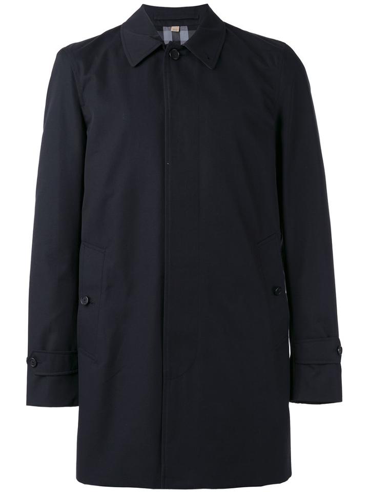Burberry Classic Midi Coat, Men's, Size: 52, Blue, Cotton/viscose