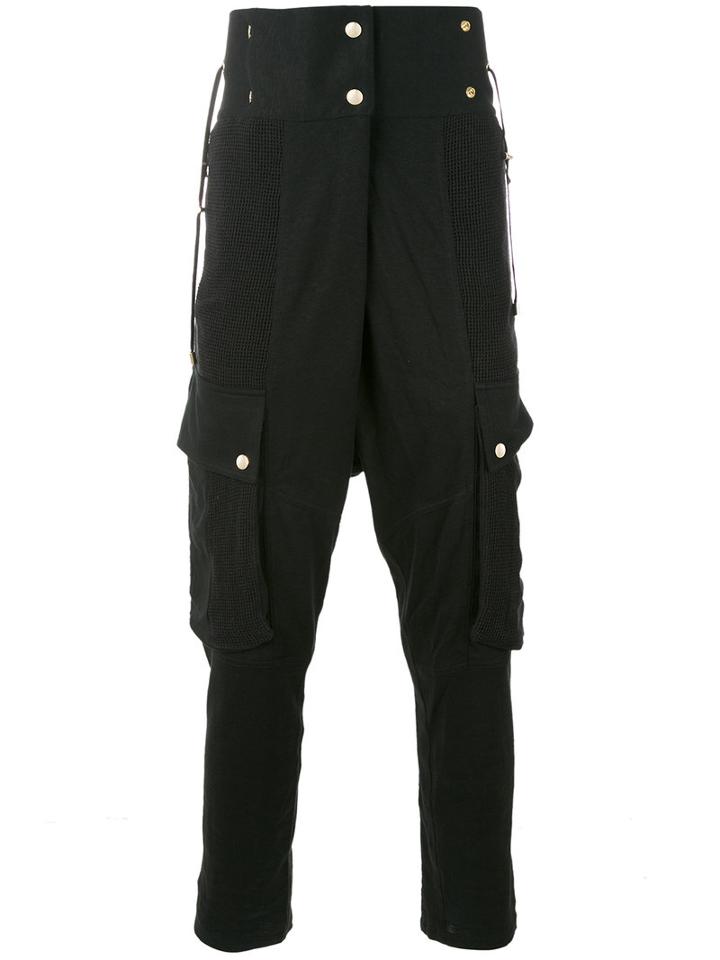Balmain - Drop-crotch Trousers - Men - Cotton/linen/flax - L, Black, Cotton/linen/flax