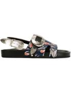 Toga Feather Print Sandals