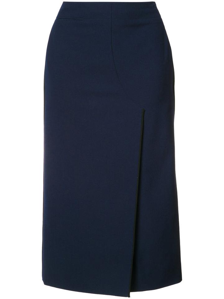 Jason Wu - Front Slit Midi Skirt - Women - Wool - 10, Blue, Wool