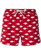 Entre Amis Print Fitted Swim Shorts - Red