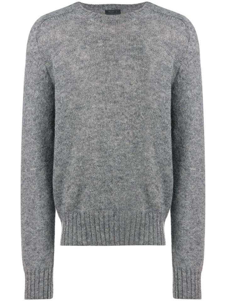 Prada Crew Neck Knitted Jumper - Grey