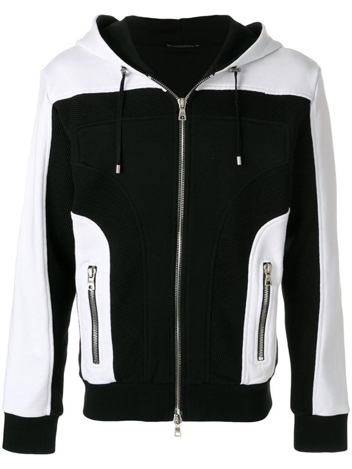 Balmain Colour-block Hooded Sweatshirt - Black