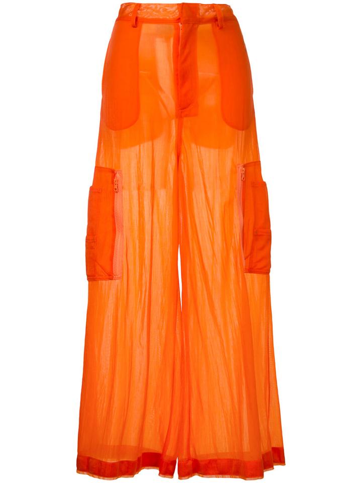 G.v.g.v. - Sheer Jersey Cargo Trousers - Women - Nylon - 34, Women's, Yellow/orange, Nylon