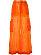 G.v.g.v. - Sheer Jersey Cargo Trousers - Women - Nylon - 34, Women's, Yellow/orange, Nylon
