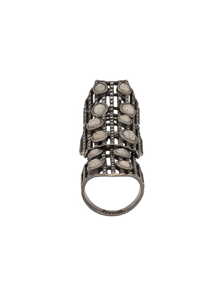 Loree Rodkin Embellished Armour Ring - Black Gold