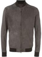 Salvatore Santoro Leather Bomber Jacket, Men's, Size: 50, Grey, Leather