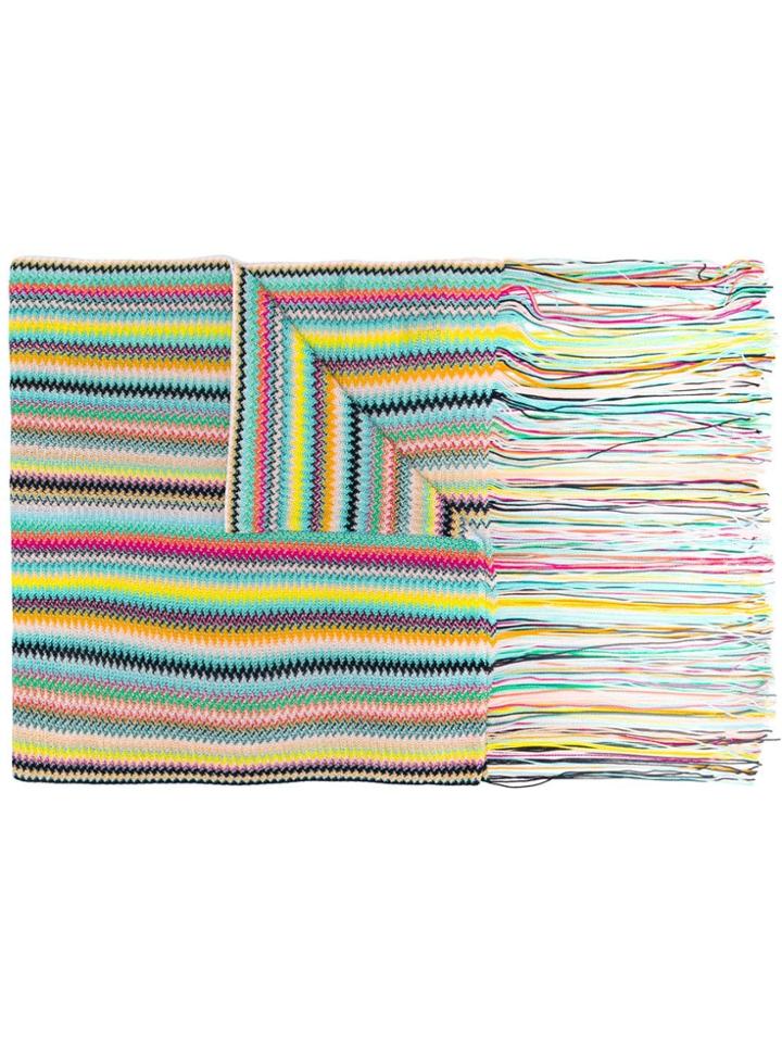 Missoni Multicoloured Fringed Scarf - Blue