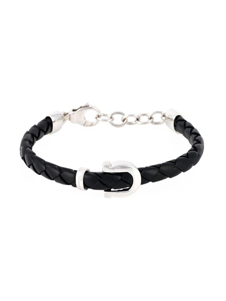 Salvatore Ferragamo Woven Gancio Bracelet - Black
