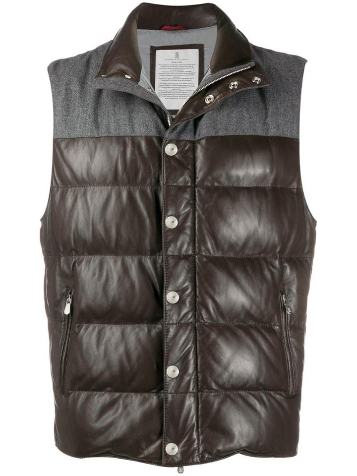 Brunello Cucinelli Panelled Puffer Gilet - Brown