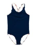 Burberry Kids Check Trimmed Swimsuit - Blue