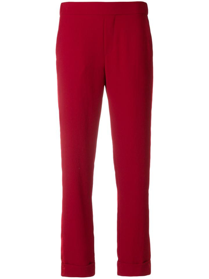 P.a.r.o.s.h. Cropped Black Trousers - Red