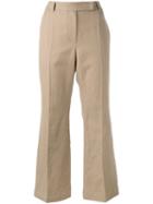 Brunello Cucinelli - Cropped Flares - Women - Cotton/linen/flax - 40, Women's, Nude/neutrals, Cotton/linen/flax