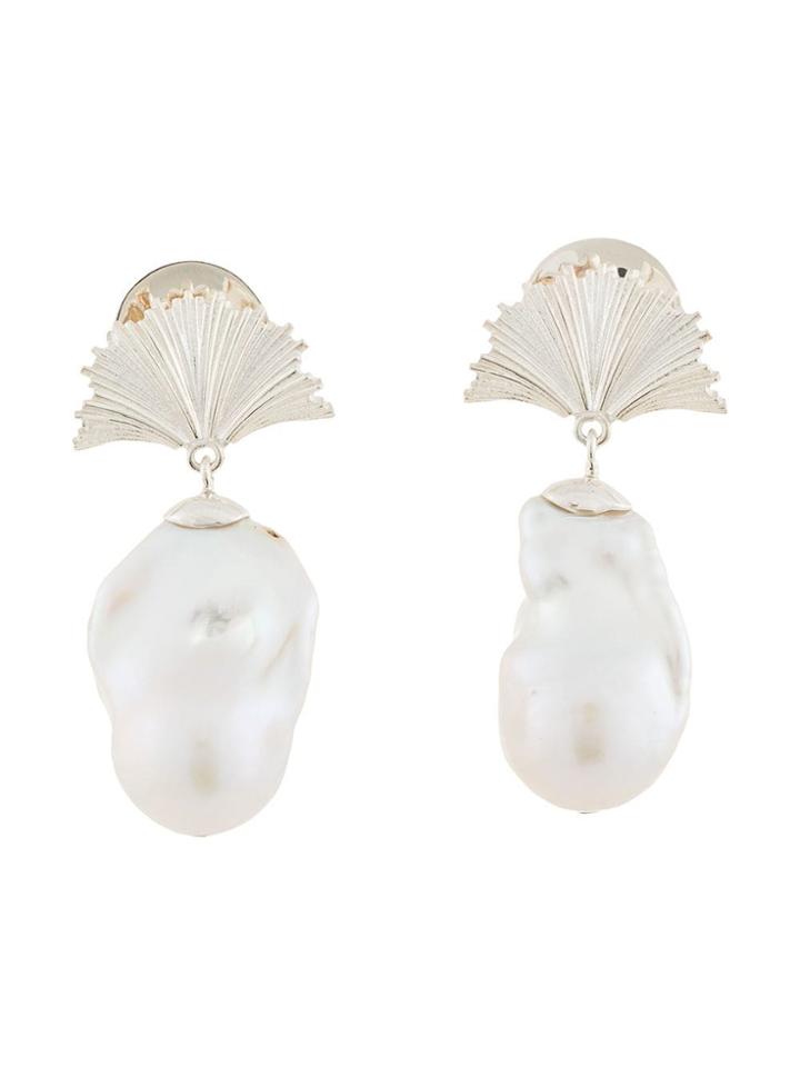 Meadowlark Freshwater Pearl Large Earrings - Metallic