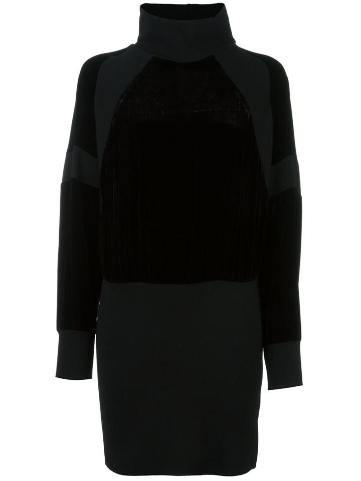 Dkny Velvet Panel Dress, Women's, Size: Small, Black, Silk/viscose/merino