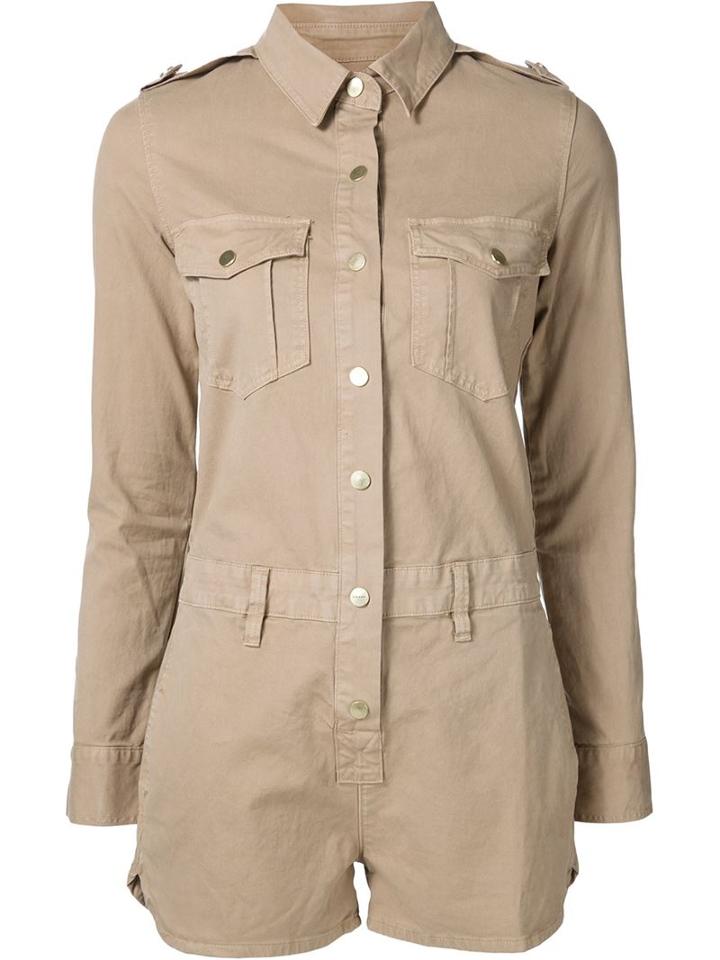 Frame Denim Military Romper, Women's, Size: Xs, Nude/neutrals, Cotton/spandex/elastane