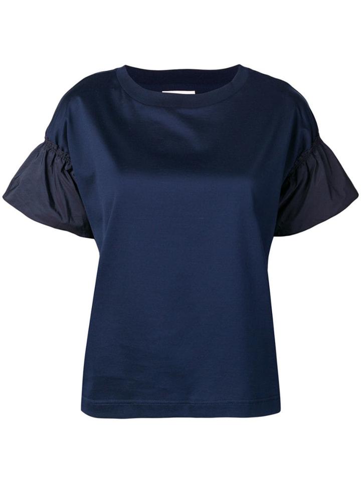 Moncler Gathered Sleeves T-shirt - Blue