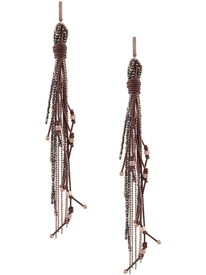 Brunello Cucinelli Fringe Earrings - Brown