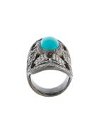 Loree Rodkin Turquoise & Diamond Bondage Ring - Metallic