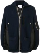 Sacai Oversized Ribbed Knit Jacket - Blue