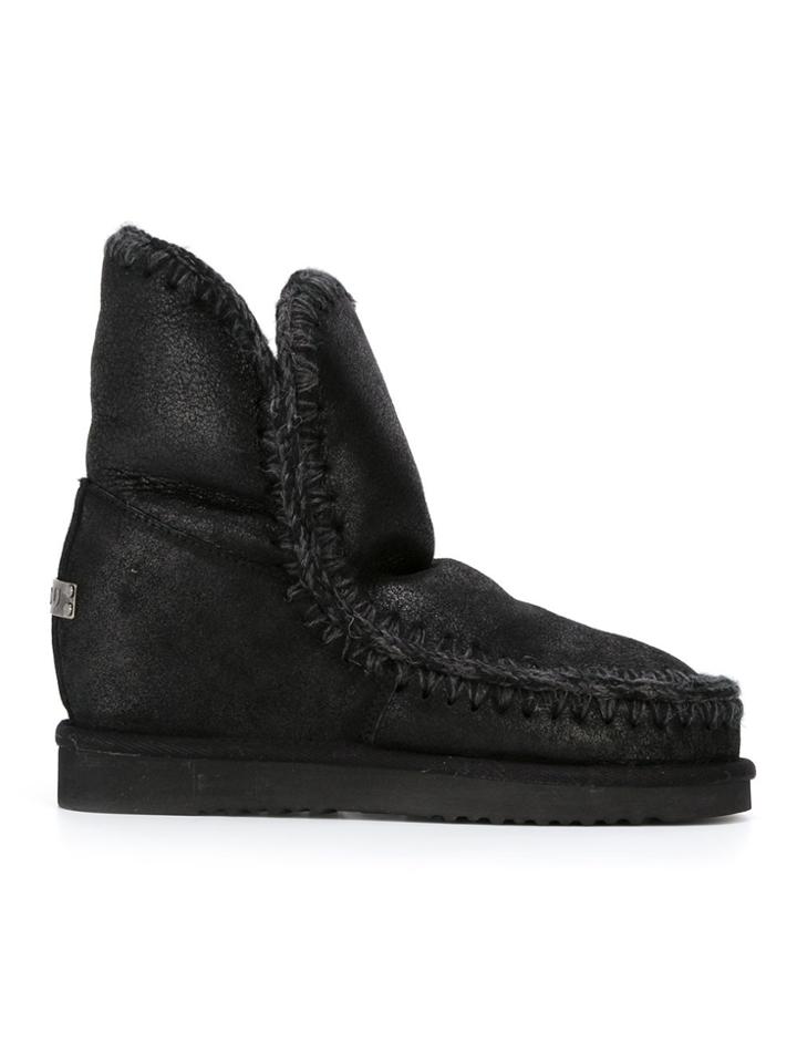 Mou Interior Wedge Eskimo Boots - Black