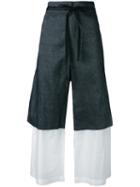 Roberts Wood Layered Tie Waist Trousers, Women's, Size: Medium, Blue, Cotton/linen/flax