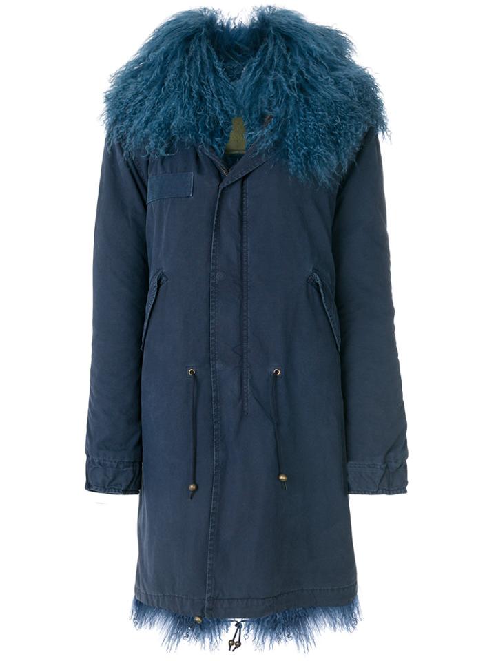 Mr & Mrs Italy Fur-trim Parka Coat - Blue