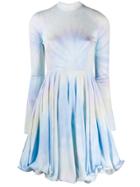 Stella Mccartney Tie-dye Lettuce Hem Dress - Blue