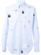 Thom Browne Embroidered Shirt, Men's, Size: Iii, Blue, Cotton