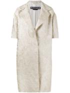 Rochas Brocade Short Sleeve Coat, Women's, Size: 44, Grey, Silk/polyamide/polyester