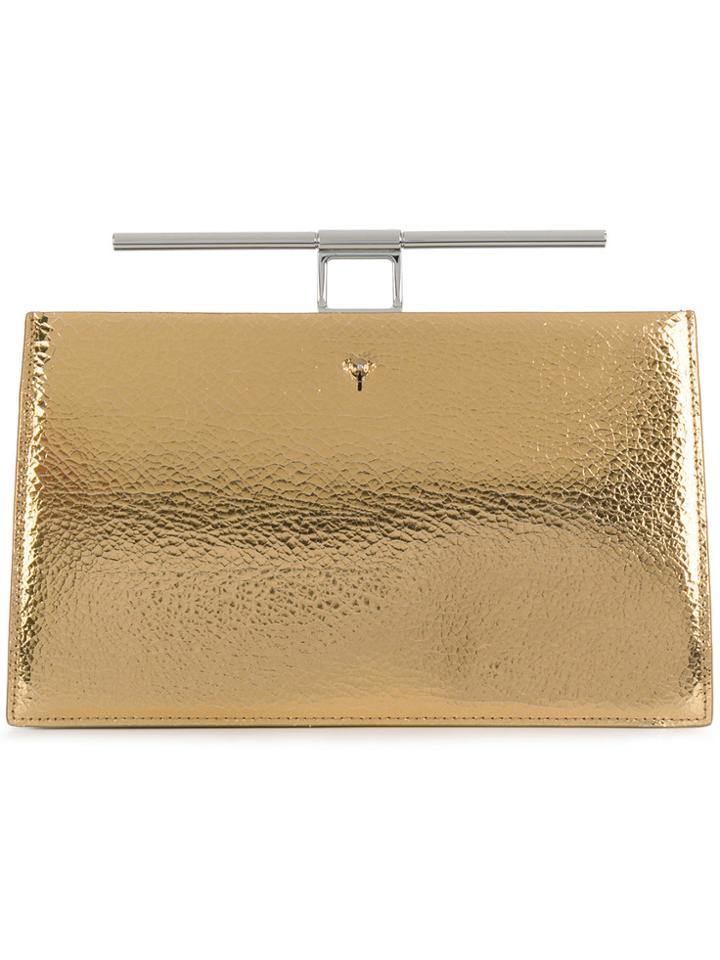 The Volon Top Bar Clutch - Metallic