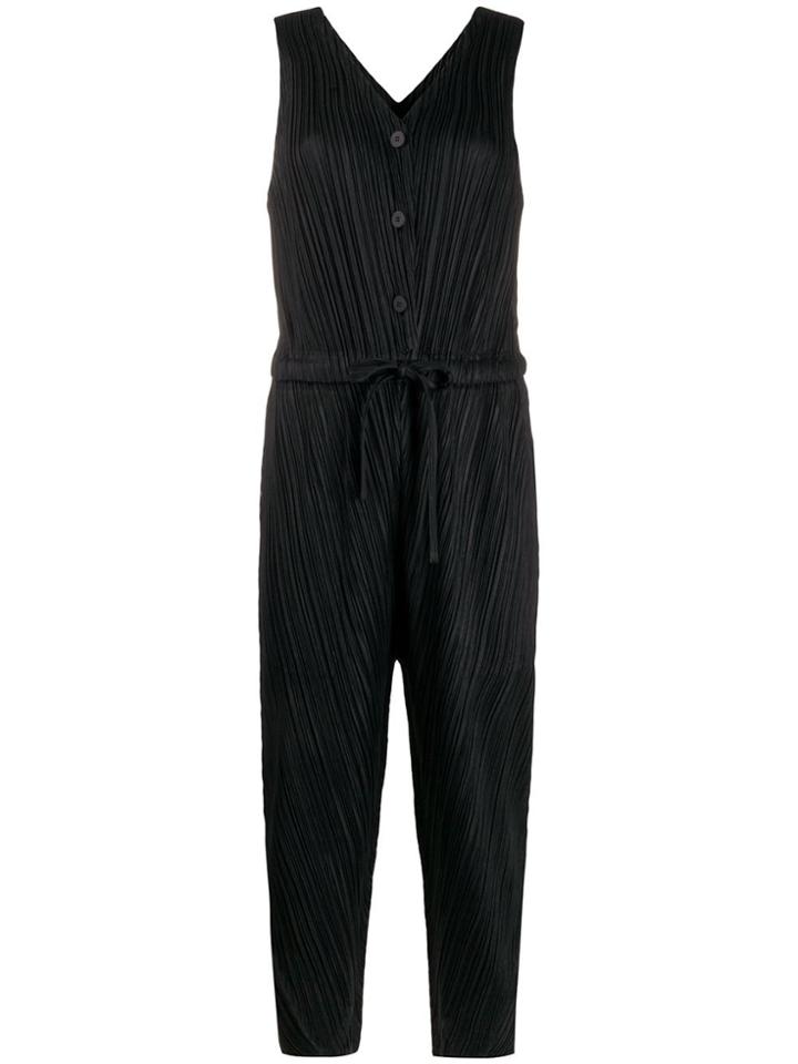 Pleats Please Issey Miyake Pleated Button Jumpsuit - Black