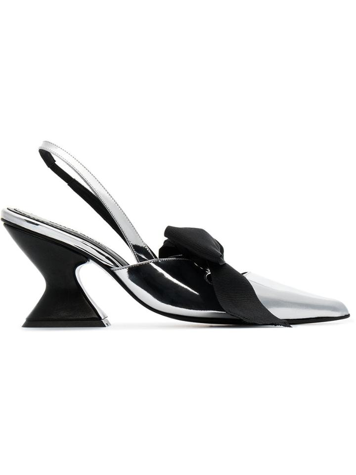 Marques'almeida Oversized Bow Metallic 75 Leather Pumps