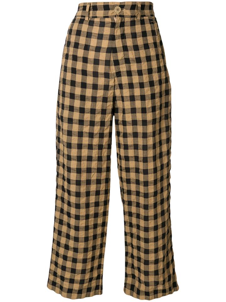 Aspesi Cropped Checkered Trousers - Brown