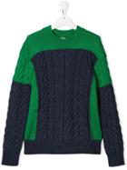 Stella Mccartney Kids Teen Cable Knit Colour Block Sweatshirt - Green