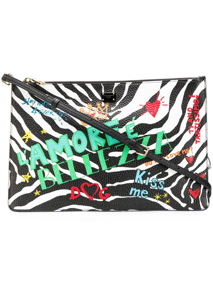 Dolce & Gabbana Mural-print Zebra Clutch - Black