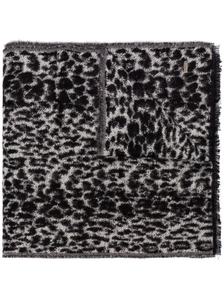 Saint Laurent Leopard-print Scarf - Black