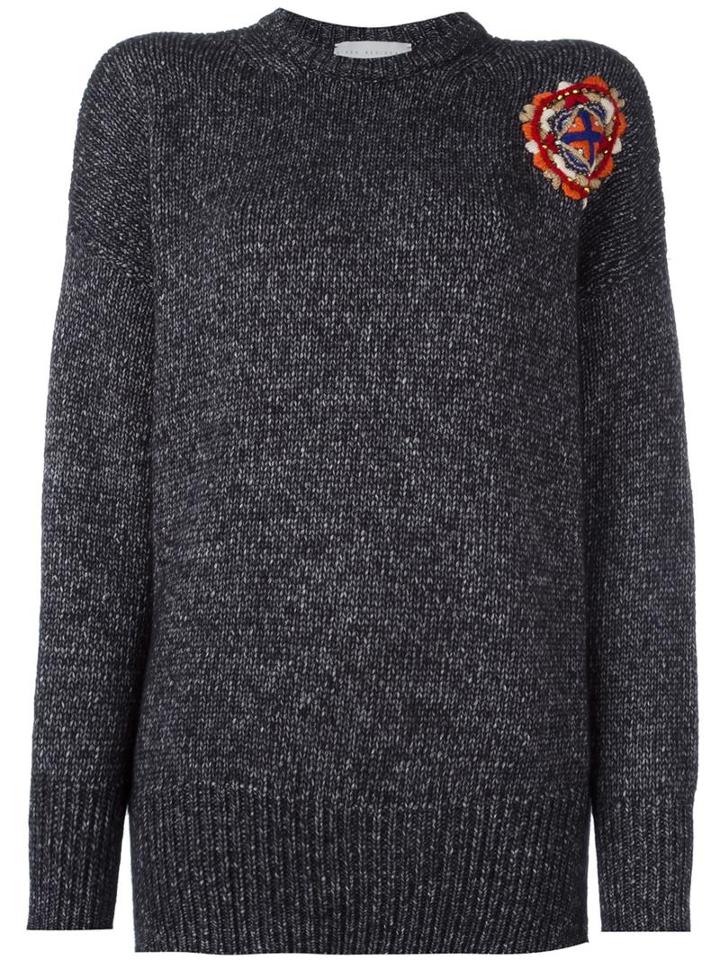 Giada Benincasa Embroidered Patch Knitted Jumper, Women's, Size: Medium, Grey, Cotton/virgin Wool