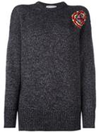 Giada Benincasa Embroidered Patch Knitted Jumper, Women's, Size: Medium, Grey, Cotton/virgin Wool
