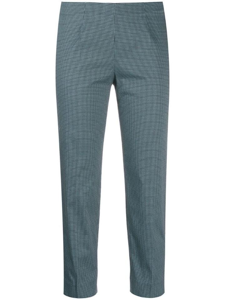 Piazza Sempione Cropped Check-print Trousers - Blue