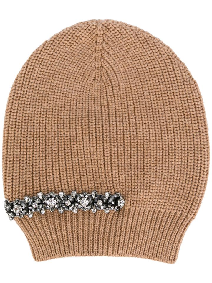 No21 Crystal Embellished Beanie - Nude & Neutrals