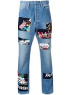 Doublet Patched Tapered Jeans, Men's, Size: Medium, Blue, Cotton