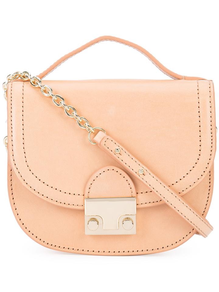Loeffler Randall Logo Embossed Saddle Crossbody Bag, Women's, Nude/neutrals, Calf Leather