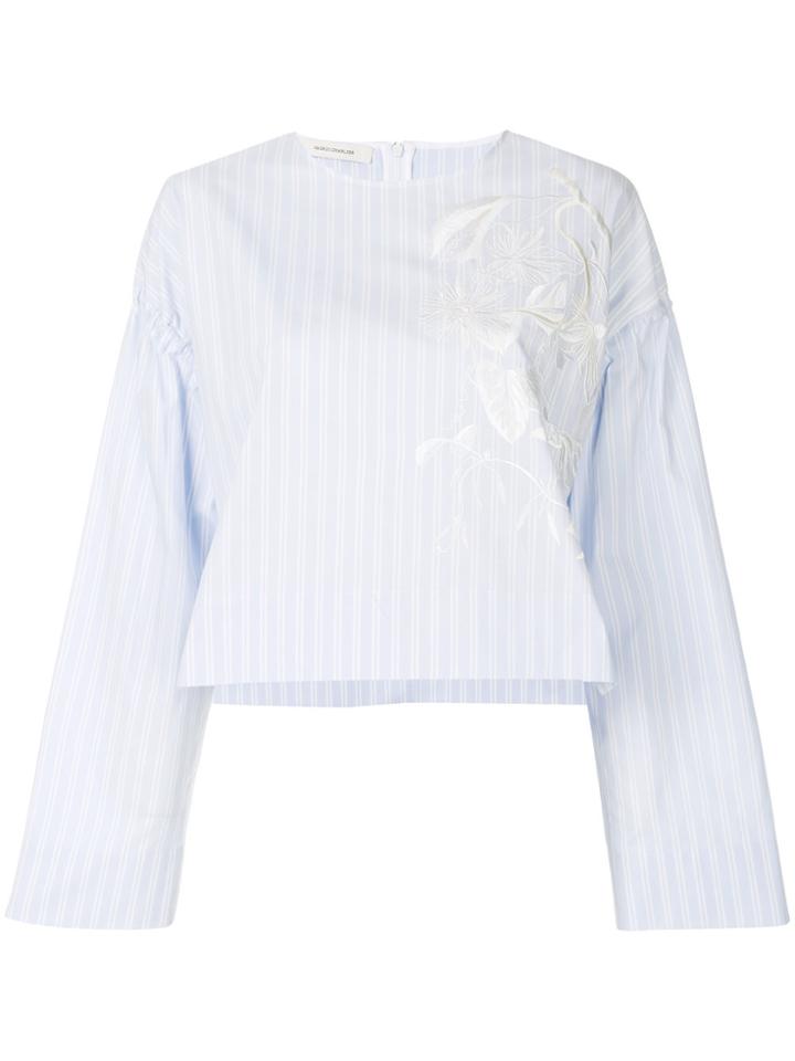 Cédric Charlier Striped Embroidered Blouse - Blue