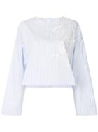 Cédric Charlier Striped Embroidered Blouse - Blue