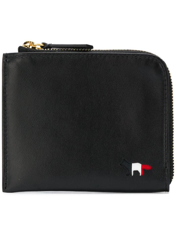 Maison Kitsuné Logo Zipped Wallet - Black